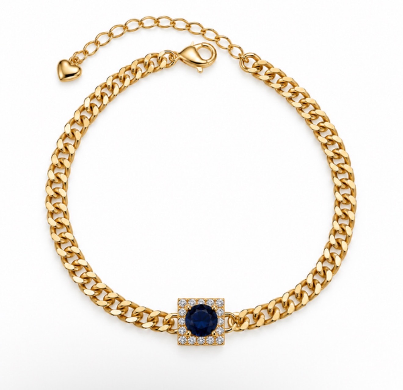 Square Gem Curb Chain Bracelet ✨
